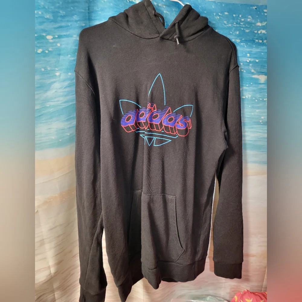 ADIDAS BLACK‎ LOGO HOODIE SIZE MEDIUM UNISEX
